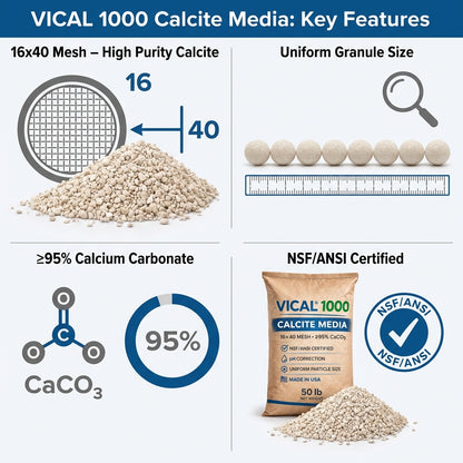 VICAL® 1000 Calcite Media – 16x40 Mesh – NSF 60 – 50 lb