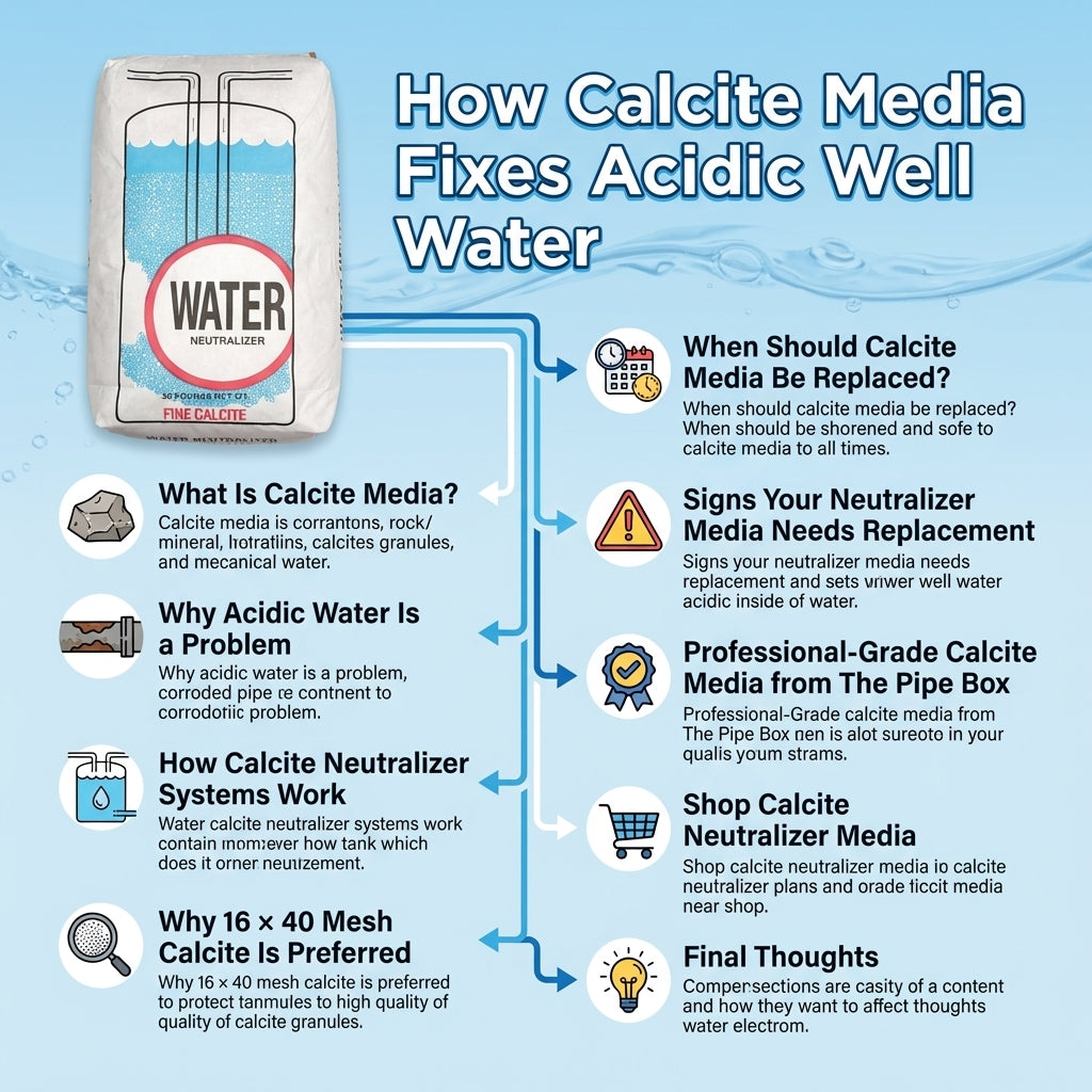 THE PIPE BOX 1000 – Calcite Filter Media 16×40 Mesh | Calcium Carbonate for Well Water pH Neutralization & Acid Neutralizer Systems