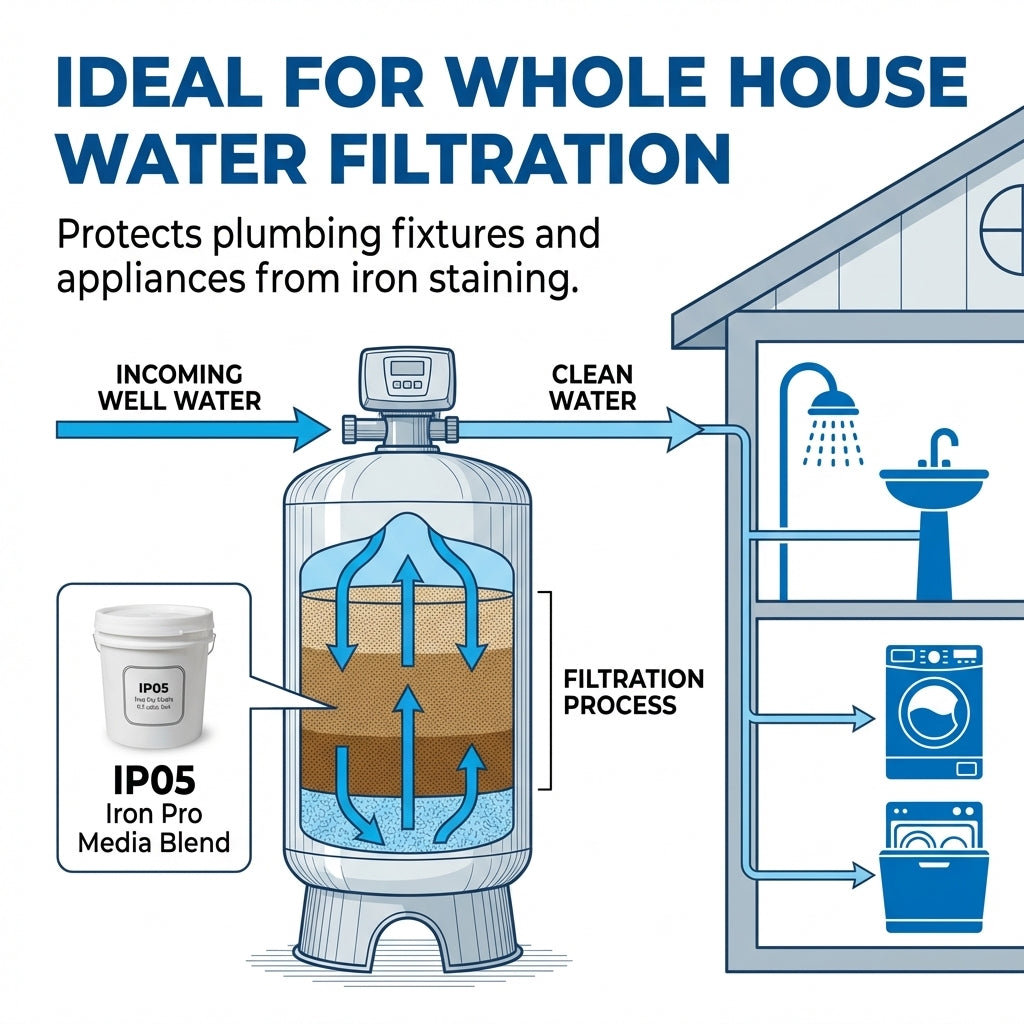 The Pipe Box IP05 Iron Pro Media Blend – Whole House Iron Removal Filter Media | Removes Iron, Manganese & Sulfur Odor | Professional Water Treatment Media