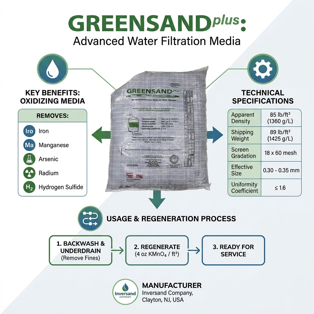 THE PIPE BOX 7000 — Greensand Plus Filter Media | 0.52 Cu. Ft. | Iron, Manganese & Hydrogen Sulfide Treatment
