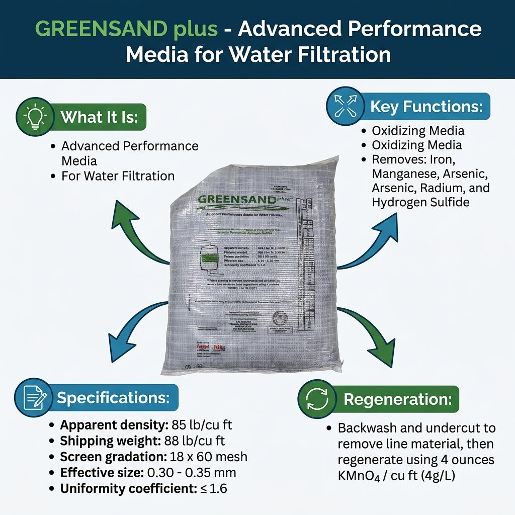 THE PIPE BOX 7000 — Greensand Plus Filter Media | 0.52 Cu. Ft. | Iron, Manganese & Hydrogen Sulfide Treatment