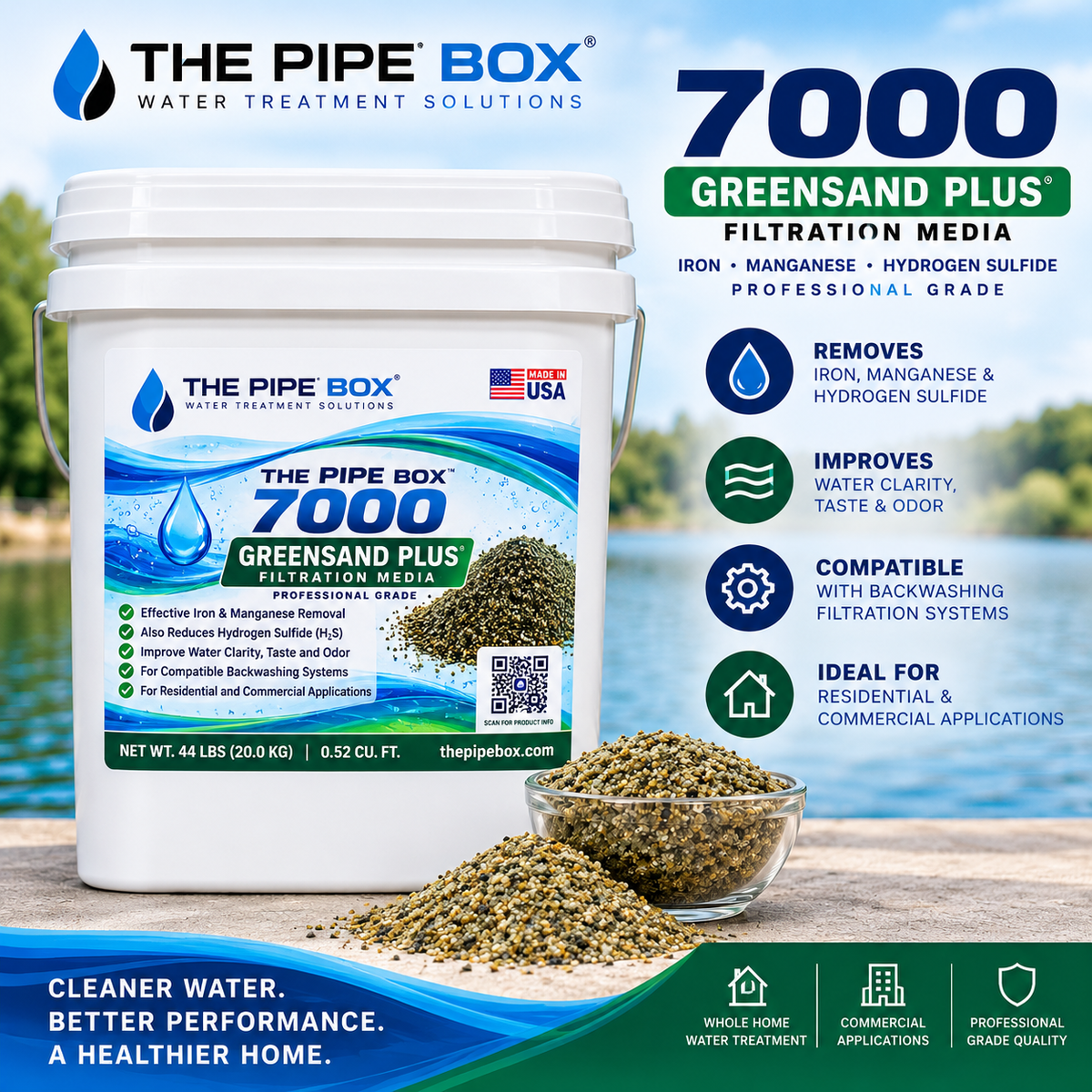 THE PIPE BOX 7000 — Greensand Plus Filter Media | 0.52 Cu. Ft. | Iron, Manganese & Hydrogen Sulfide Treatment