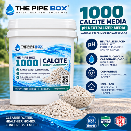 THE PIPE BOX 1000 – Calcite Filter Media 16×40 Mesh | Calcium Carbonate for Well Water pH Neutralization & Acid Neutralizer Systems